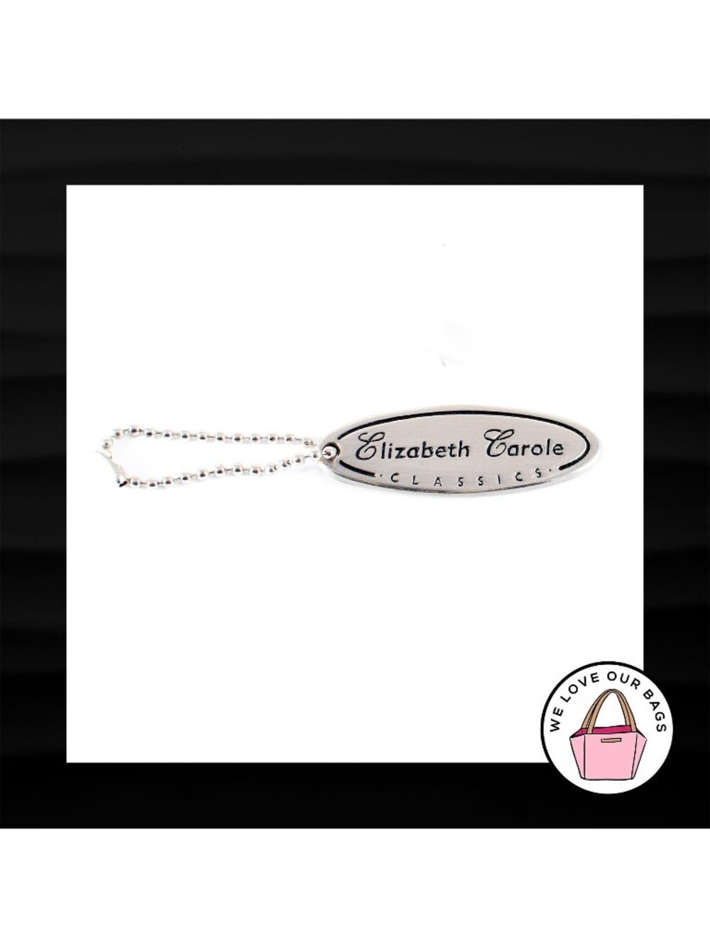 ELIZABETH CAROLE CLASSICS OVAL SILVER METAL KEY FOB BAG CHARM KEYCHAIN HANG TAG - Picture 1 of 1